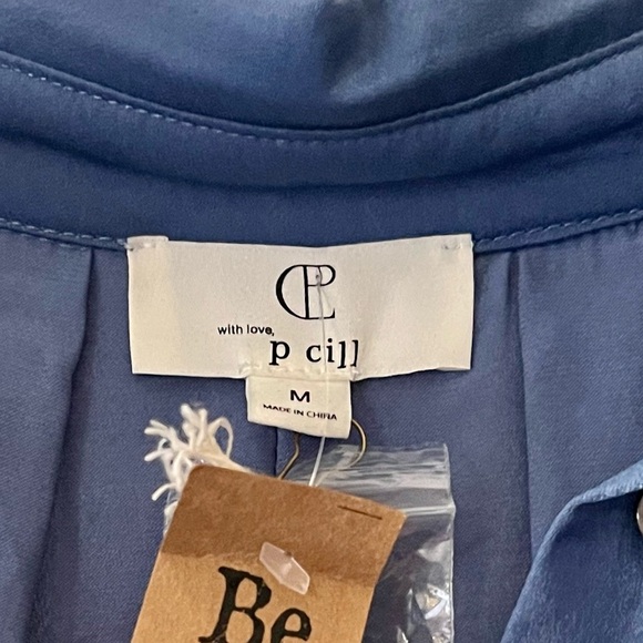 P. cill - Sky Blue Satin Button-Up Boyfriend Dress - Picture 5 of 8